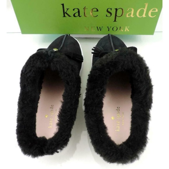 Women's Kate Spade New York Limon Slip On Mule Sneakers Black Shearling Size 7 - Picture 8 of 10